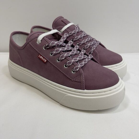 Levi's Dakota Sneaker Women's 8 Purple Vegan Suede Low Top Casual Lace Up Shoe - Picture 2 of 9